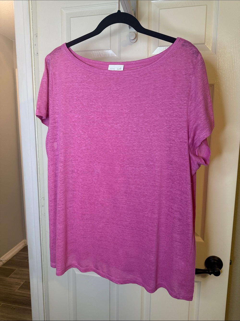 Women's Relaxed Wide Neck Linen Tee - Pink